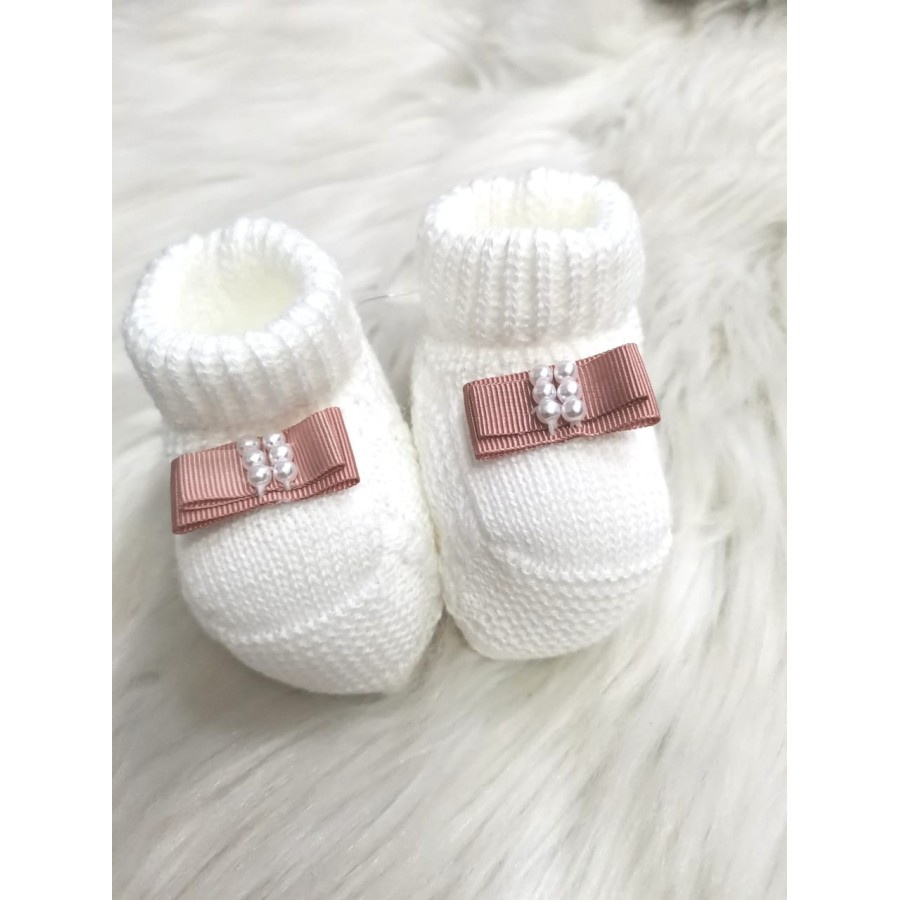 Sapatinho  Laço gorgurão Off White e rosê